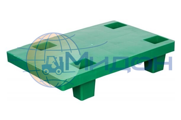 Паллет пластиковый сплошной на ножках (250кг/250кг) TR 400-1 600 х 400 х 135 цвет - зелёный