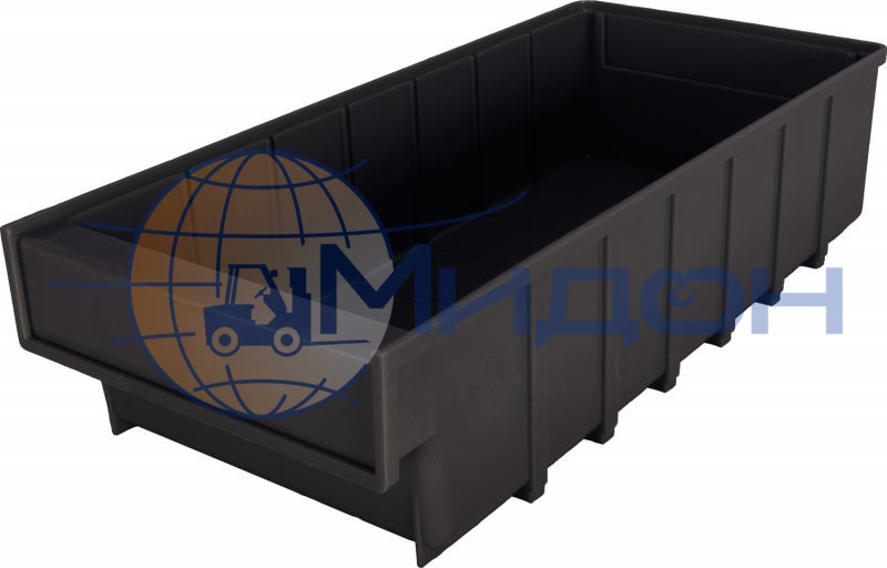 Ящик пластиковый для склада 6003 ESD черный антистатичный, сплошной 400 х 185 х 100
