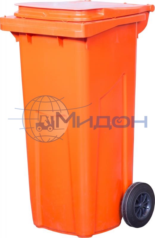 Контейнер мусорный на 2-x колесах с крышкой (HDPE) Цвет: оранжевый МКТ 120 550 х 480 х 995