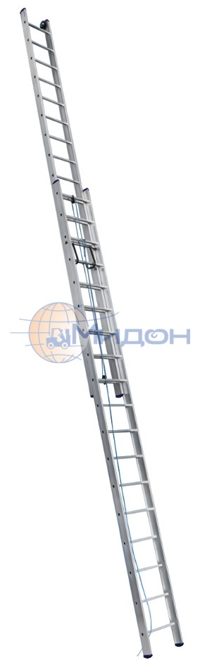 Лестница алюминиевая двухсекционная 3218 выдвижная с тросом 2*18 Alumet SR 3218