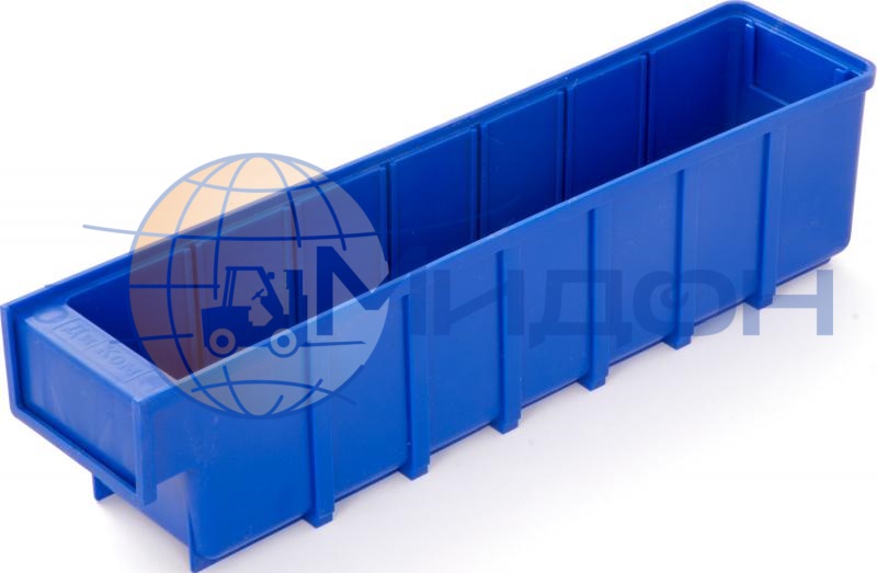 Ящик пластиковый 6006 для склада синий, сплошной 400 х 92 х 100