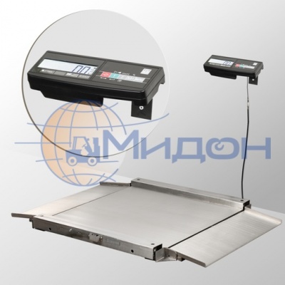 Весы товарные платформенные МАССА 4D-LA.S-4-1000 (1500x1200мм) из нержавеющей стали, с пандусами