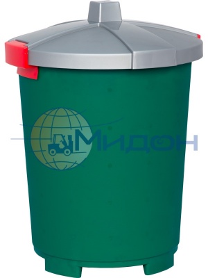 Бак мусорный с крышкой (65л). Цвет зеленый МБ-65-4 430 х 340 х 470