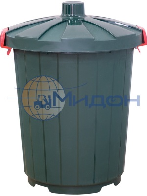 Бак мусорный с крышкой (105л). Цвет темно-зеленый МБ-105 555 х 420 х 670
