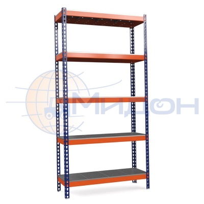 Стеллаж полочный Профи-Т с металлическим оцинкованным перфорированным настилом Т-150/1 (2500х1240х770) P/5 2500 кг(стеллаж) 350 кг(полка) 5 полок
