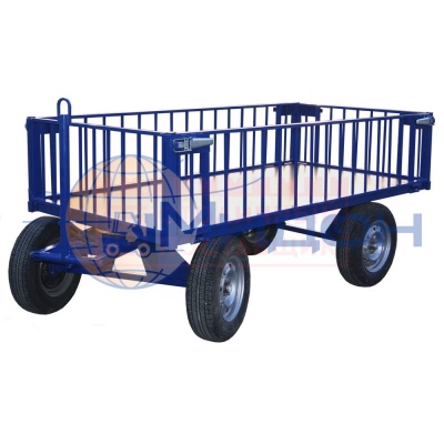 Тележка платформенная большегрузная (5т) с настилом и бортами БТ 5 КБ 1 ( 1250х3000 ) (колёса ф574: литая резина)