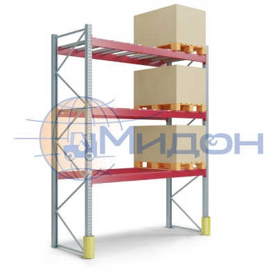 Стеллаж паллетный фронтальный П90х1,5 Н=2250мм L= 3600 (3690) мм, 8паллет 0,8х1,2м, 800 кг-паллет/ 6400 кг-стеллаж (доп.секция)