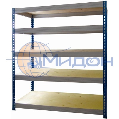 Стеллаж полочный МКФ 1-2,5 с фанерным настилом (2500х1512х590) 1500 кг(стеллаж), 350 кг(полка), 5 полок