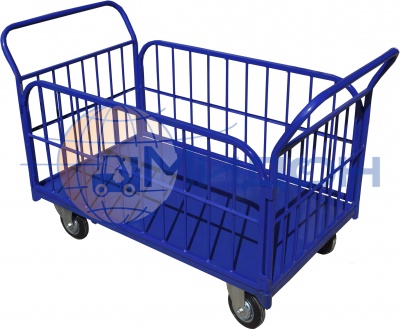 Тележка платформенная с бортами из труб ТБ 3 ( 600х1000 ) (колёса ф160: стандартные, Китай)