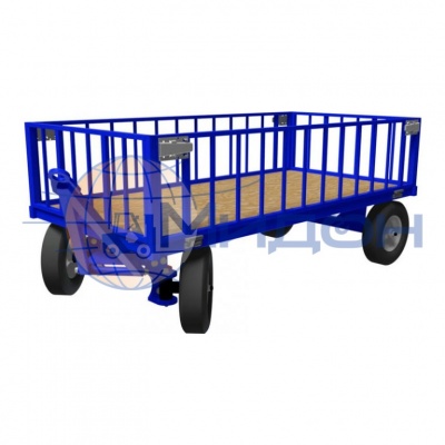 Тележка платформенная большегрузная (2т) с настилом и бортами каркасными БТ 3 КБ ( 1250х3000 ) (колёса ф450: надувные)