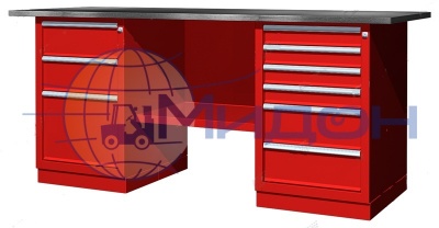 Верстак двухтумбовый 01.236R Ferrum CLASSIC (тумба с 3 ящиками, тумба с 6 ящиками)