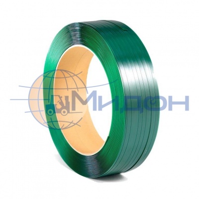 Лента полиэтилентерефталатная с тиснением (ПЭТ) 15,5х0,6мм (зелёная) разрывная нагрузка 370 кгс(Н), 1 бухта 1800 м (автомат, полуавтомат, ручная)