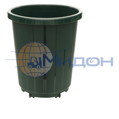 Бак мусорный без крышки (105л) на колесах. Цвет темно-зеленый МБ-105 555 х 420 х 790