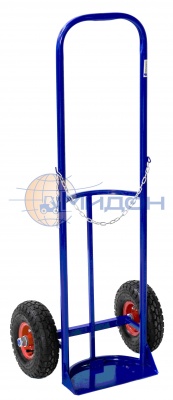 Тележка двухколёсная ГБР 1 (110кг) для 1го баллона кислорода, ацетилена, углекислоты (колёса ф260: надувные, ПШ игольчатый, Китай)