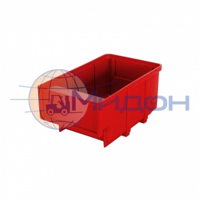 Ящик пластиковый 6002 для склада красный, сплошной 300 х 185 х 100