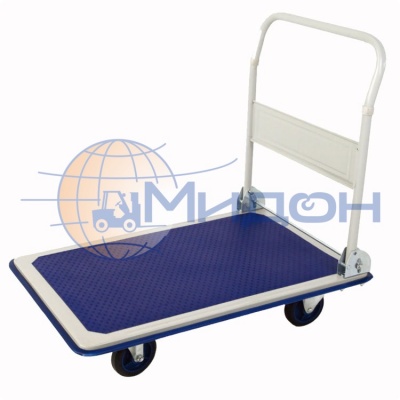 Тележка платформенная со складной ручкой и противоскользящим покрытием PH 300-N 610х910 (колёса ф125: чёрная резина, Китай)