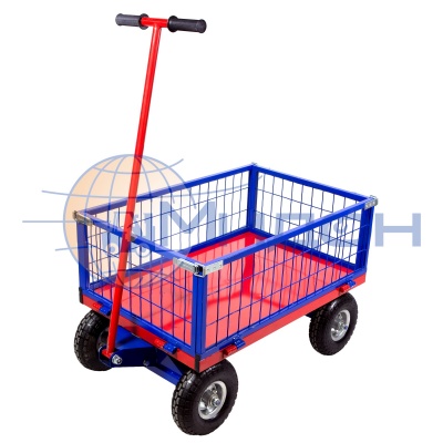 Тележка платформенная усиленная, с поворотной осью, борта из сетки ТПОБ 2 С ( 600х900 ) (колёса ф250: стандартные, Китай)
