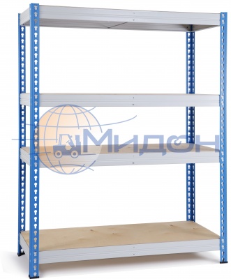 Стеллаж полочный МКФ 4-2,0 с фанерным настилом (2000х1815х590) 1500 кг(стеллаж), 350 кг(полка), 4 полки