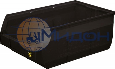 Лоток пластиковый для склада ITALIA Palermo 5005 ESD, черный антистатичный, сплошной 500 х 310 х 200