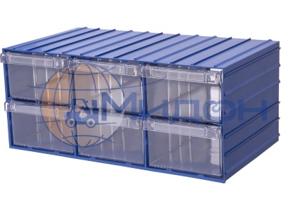Шесть прозрачных ящиков Plastic Drawer PD 120-6 в комплекте с корпусом 204 х 370 х 160