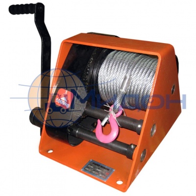 Лебедка ручная барабанная GR-2000 г/п 2000 кг, длина троса 25м