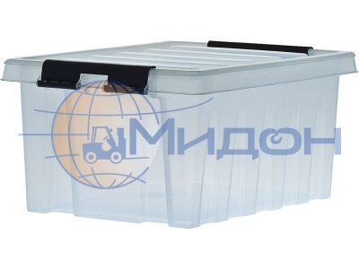 Ящик пластиковый 415х300х190 мм сплошной с крышкой и клипсами Rox Box 16