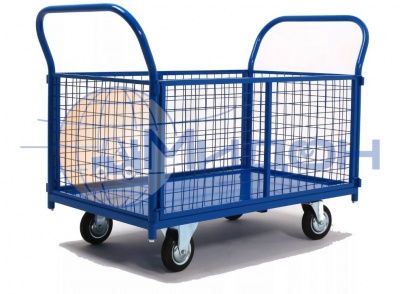 Тележка платформенная с бортами из сетки ПС-7.12 700х1200 (колёса ф200: стандартные, Германия)