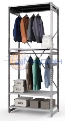 Стеллаж полочный Универсал ТСУ 2/4 для одежды (2500х1060х500) 1800 кг(стеллаж) 150 кг(полка) 2 штанги, 4 полки обычные