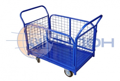 Тележка платформенная с бортами из сетки ТС 1 ( 500х800 ) (колёса ф200: стандартные, Китай)