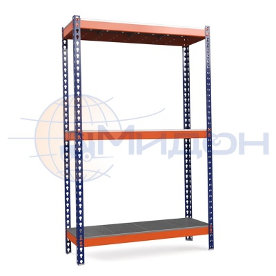 Стеллаж полочный Профи-Т с металлическим оцинкованным перфорированным настилом Т-120/1 (2000х1240х455) P/3 2500 кг(стеллаж) 350 кг(полка) 3 полки