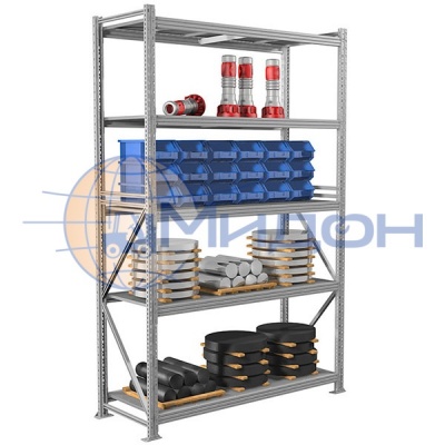 Стеллаж полочный MS Pro 250/180x60/4 (2500х1800х600) 3000 кг(стеллаж), 450 кг(полка) 4 полки