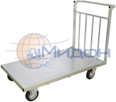 Тележка платформенная усиленная с гальваническим покрытием ТПУ Ц 7 ( 800х1400х700 ) (колёса ф125: стандартные, Китай)