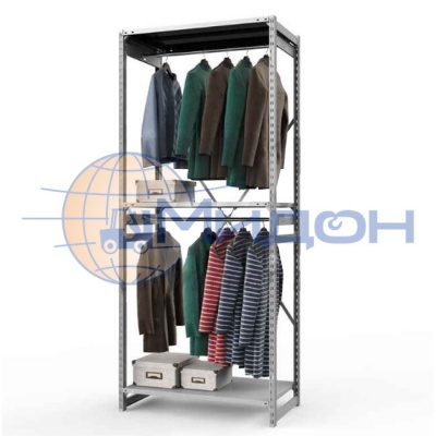 Стеллаж полочный Универсал ТСУ 2/3 для одежды (3000х1060х500) У 1800 кг(стеллаж) 300 кг(полка) 2 штанги, 3 полки обычные