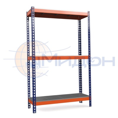 Стеллаж полочный Профи-Т с металлическим оцинкованным настилом Т-150/L (2000х1845х770) M/3/У 2500 кг(стеллаж) 450 кг(полка) 3 полки