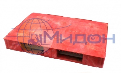 Паллет пластиковый перфорированный на 3х полозьях (6000кг/1800кг/500кг) TR 1208-2 1200 х 800 х 150 цвет - красный