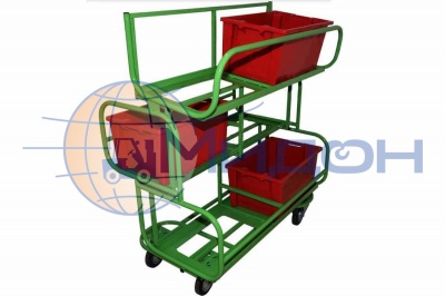 Тележка для лотков (RAL 6018) ТКЗ 200 ( 790х1210х1300 ) (колёса ф125: стандартные, Китай)