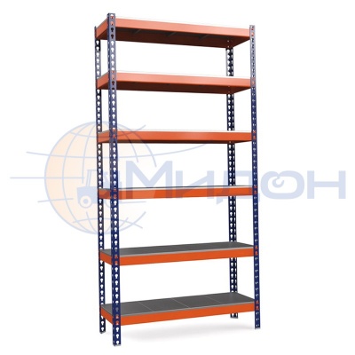Стеллаж полочный Профи-Т с металлическим оцинкованным настилом Т-120/L (3000х1845х455) M/6/У 2500 кг(стеллаж) 450 кг(полка) 6 полок