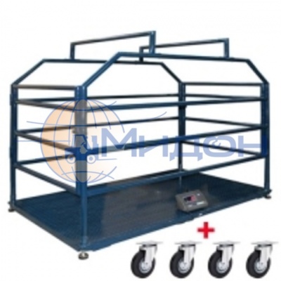 Весы для взвешивания животных МИДЛ МП 600 ВЕД(Ж)А Ф-1(100/200; 2000х1000 ) «Живой вес МЛ», на колесиках