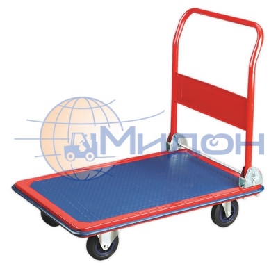 Тележка платформенная со складной ручкой и противоскользящим покрытием ПТ300 610х910 (колёса ф135: пластик, Китай)