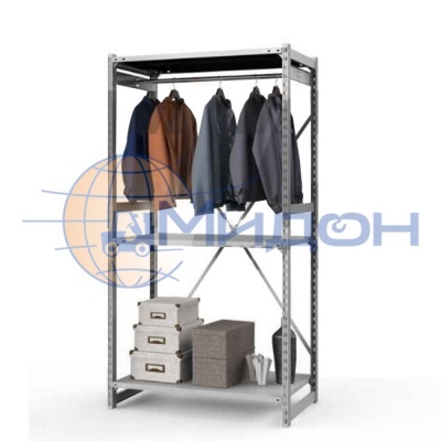 Стеллаж полочный Универсал ТСУ 1/3 для одежды (2000х1060х500) П 1800 кг(стеллаж) 150 кг(полка) 1 штанга, 3 полки обычные
