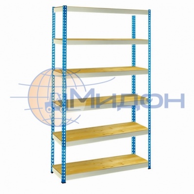 Стеллаж полочный МКФ 1-2,5 с фанерным настилом (2500х1512х590) 1500 кг(стеллаж), 350 кг(полка), 6 полок