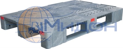 Паллет пластиковый перфорированный на 3х полозьях (6000кг/1800кг/1500кг), усилен металлическим профилем TR 1208-2-2 1200 х 800 х 150 цвет - серый