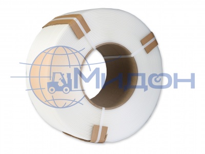 Лента полипропиленовая (ПП) 12х0,6мм (белая) разрывная нагрузка 150 кгс(Н), 1 бухта 3000 м (автомат, полуавтомат, ручная)